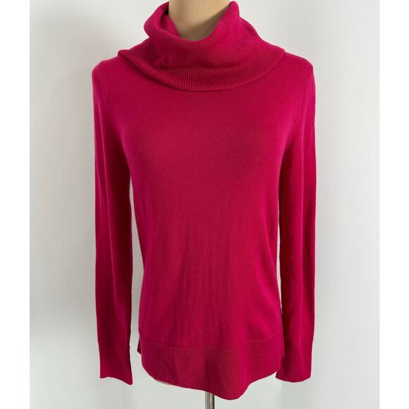 Talbots Size Small Merino Wool Soft Cowl Neck Sweater Hot Pink Button Cuffs - Picture 9 of 9